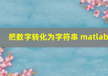 把数字转化为字符串 matlab